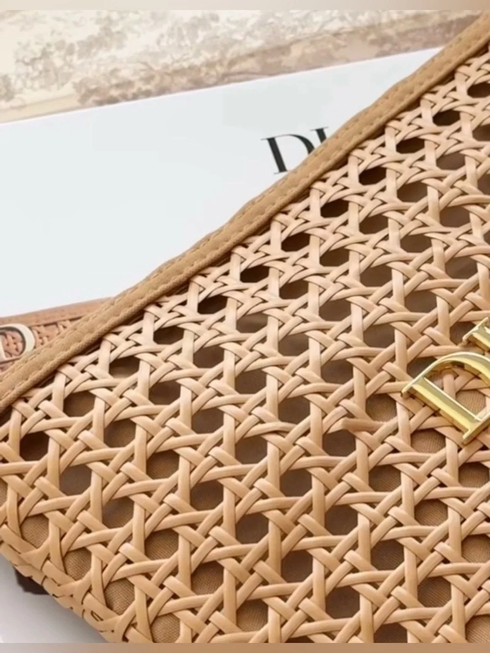 Beauty 2026 Summer Limited Edition Rattan Beige Cosmetic Pouch Bag w/ Box
